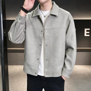 Men's Brushed Twill Collarless Jacket